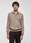 Mango Polo punto algodón manga larga - Marrón medio