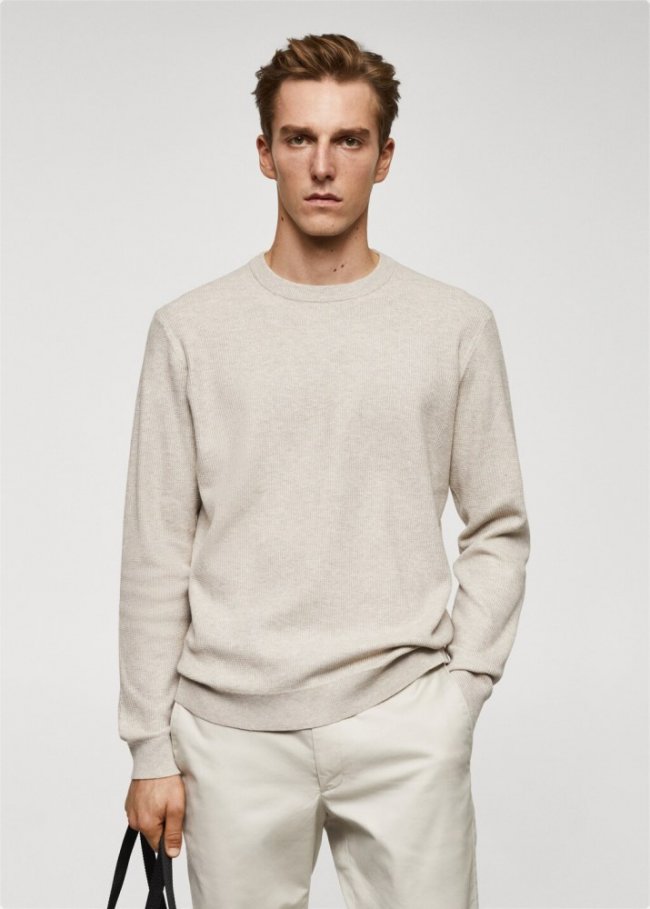 Mango Jersey algodón estructura - Beige