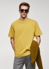 Mango Camiseta básica 100% algodón relaxed fit - Mostaza
