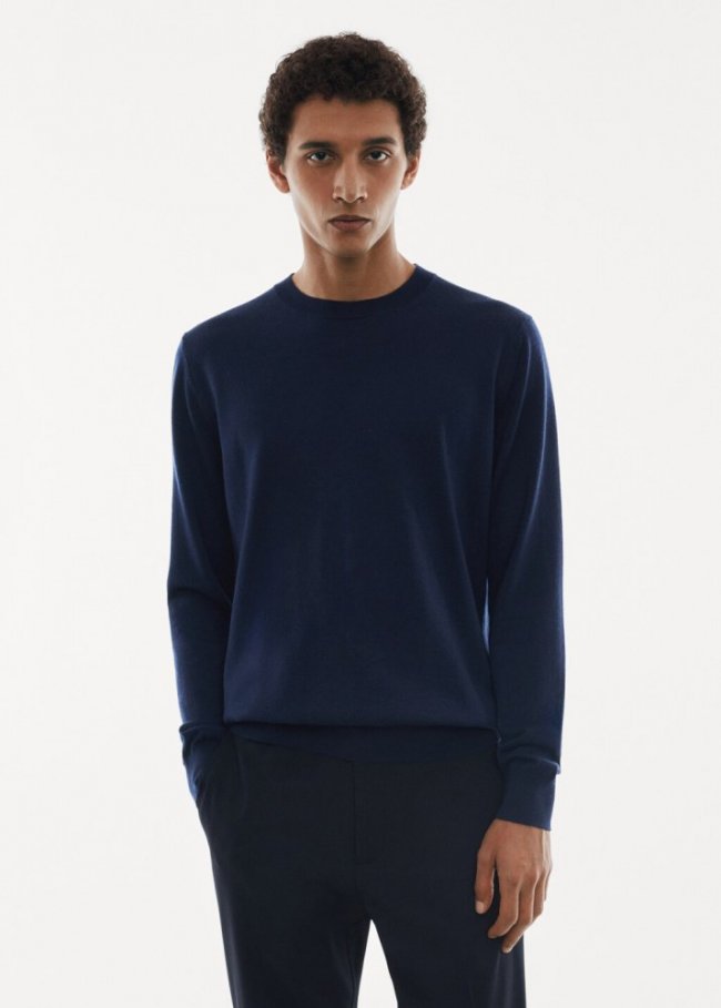 Mango Jersey lana merino lavable - Azul marino