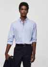 Mango Camisa regular fit algodón rayas - Azul celeste