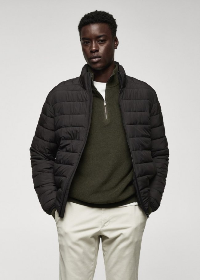 Mango Anorak acolchada ultra ligera water-repellent - Negro