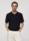 Mango Polo punto fino estructura - Azul marino oscuro
