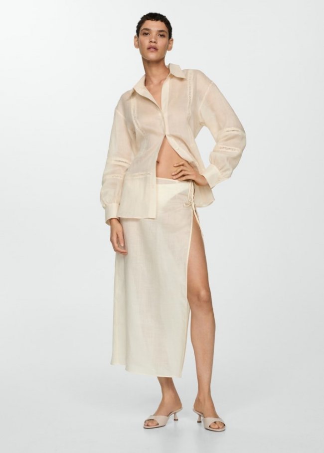 Mango Sandalia tacón efecto charol - Nude