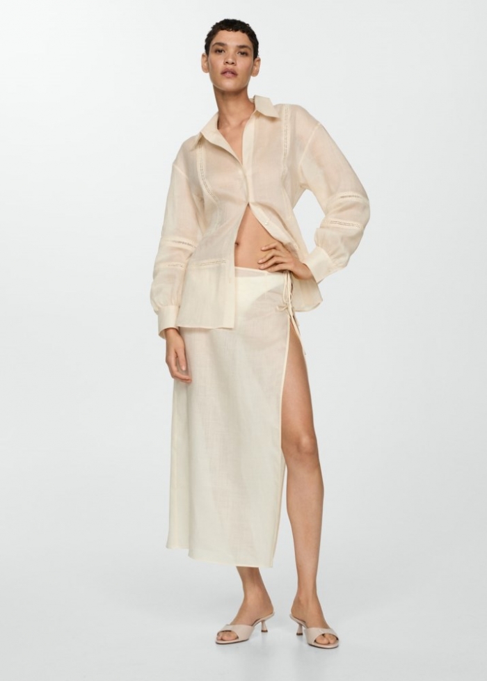 Mango Sandalia tacón efecto charol - Nude