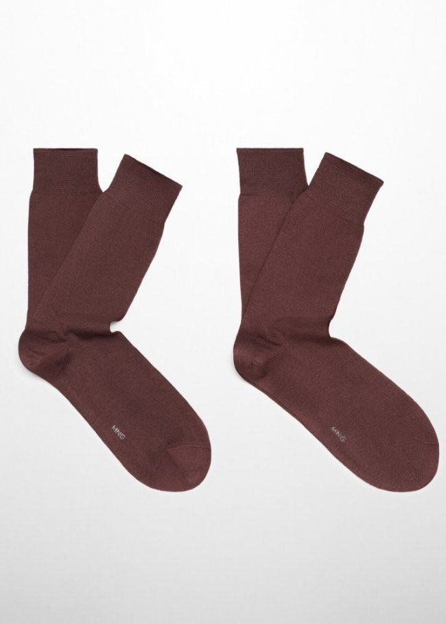 Mango Pack 2 calcetines algodón largos - Burdeos