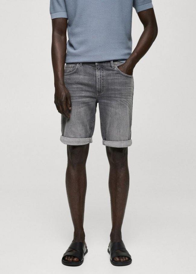 Mango Bermudas vaqueras slim fit - Gris