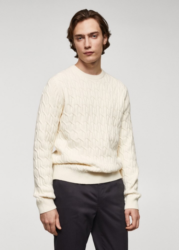 Mango Jersey punto trenzado - Blanco roto