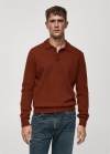 Mango Jersey lana cuello polo - Naranja tostado