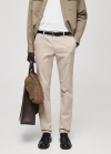 Mango Pantalón chino slim fit sarga - Arena