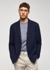Mango Americana slim fit algodón estructura - Azul marino