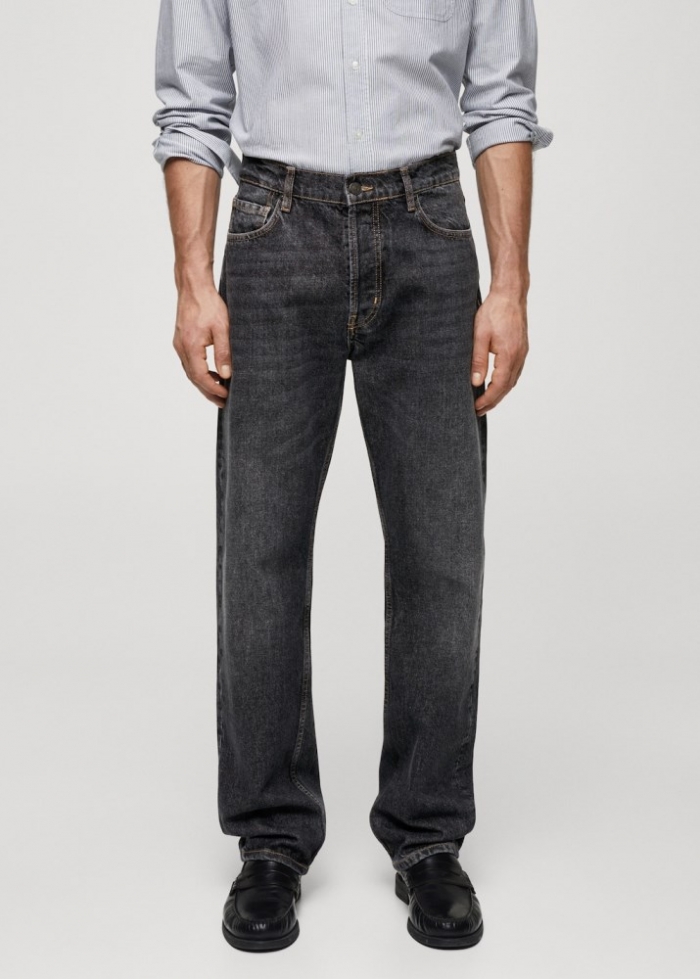 Mango Jeans relaxed fit lavado oscuro - Gris oscuro