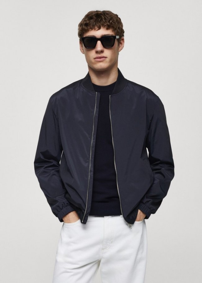 Mango Chaqueta bomber water repellent - Azul marino oscuro