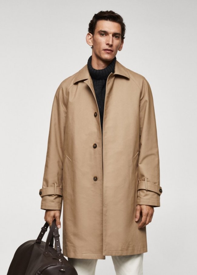 Mango Trench acolchado water repellent - Marrón medio