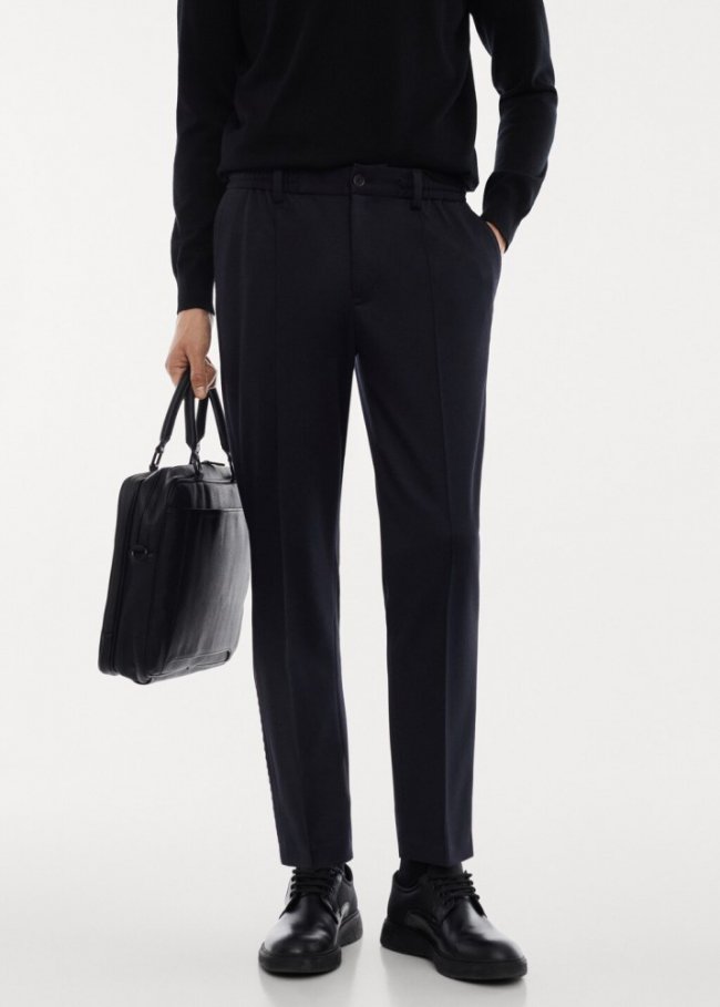 Mango Pantalón slim fit antiarrugas - Azul marino