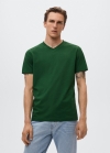 Mango Camiseta básica cuello pico - Verde