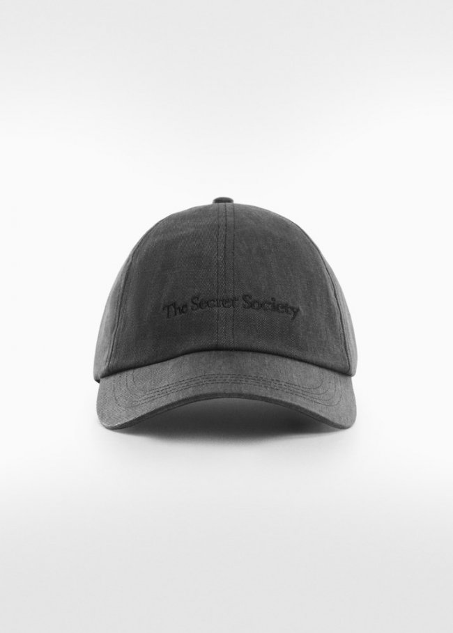 Mango Gorra denim mensaje - Negro