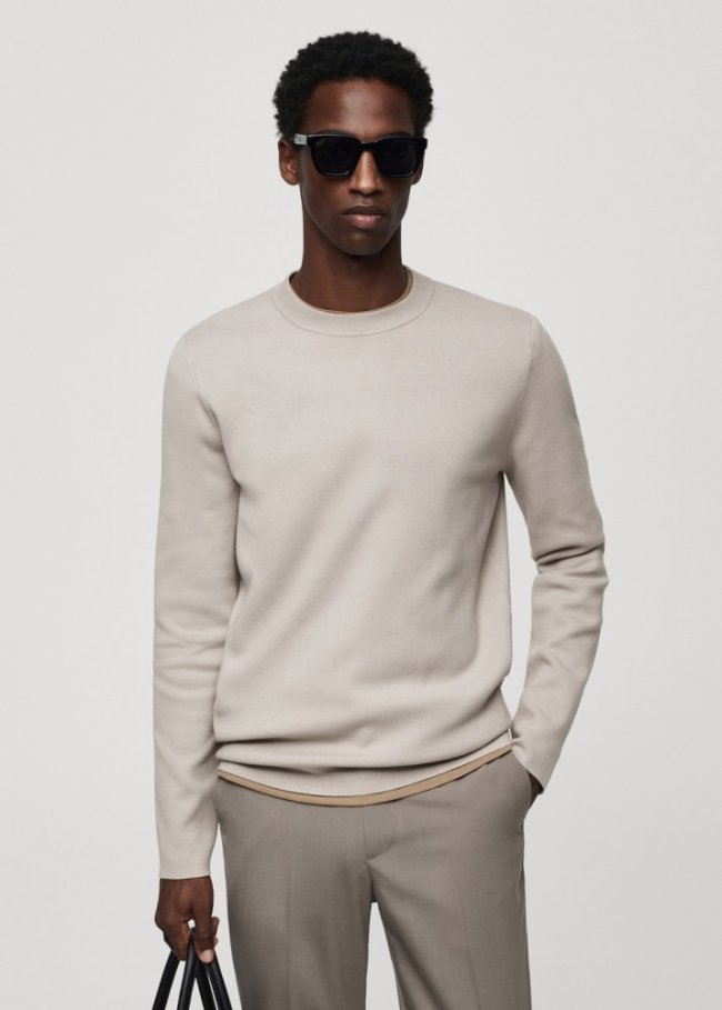Mango Jersey punto fino termorregulador - Gris hielo