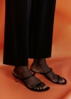 Mango Sandalia tiras tacón - Negro