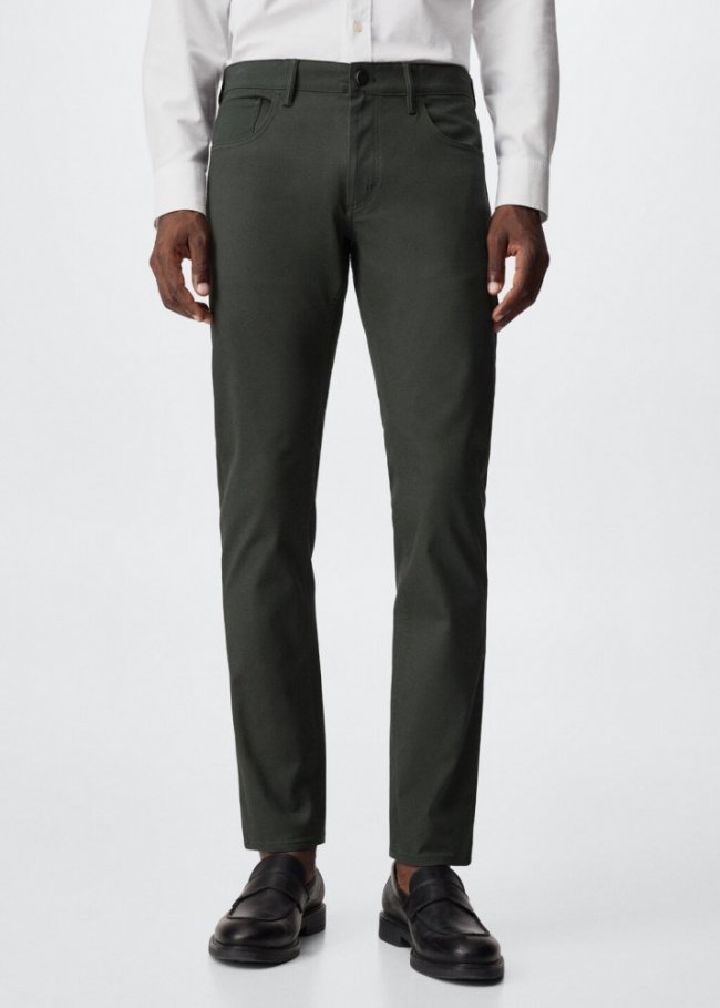 Mango Pantalón tejanero slim fit sarga - Khaki