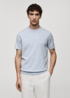 Mango Camiseta punto fino - Azul celeste