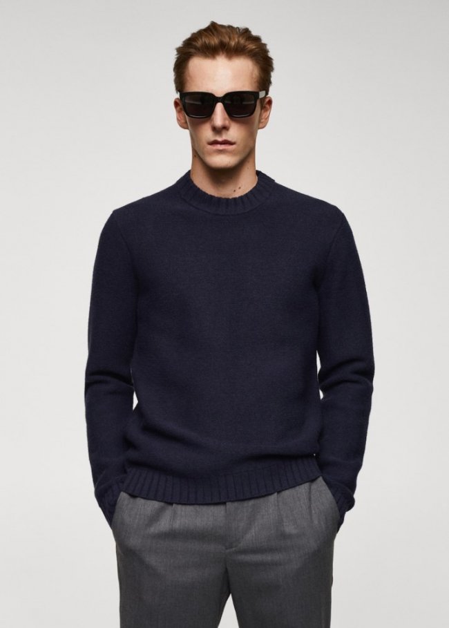 Mango Jersey punto detalles canalé - Azul marino oscuro