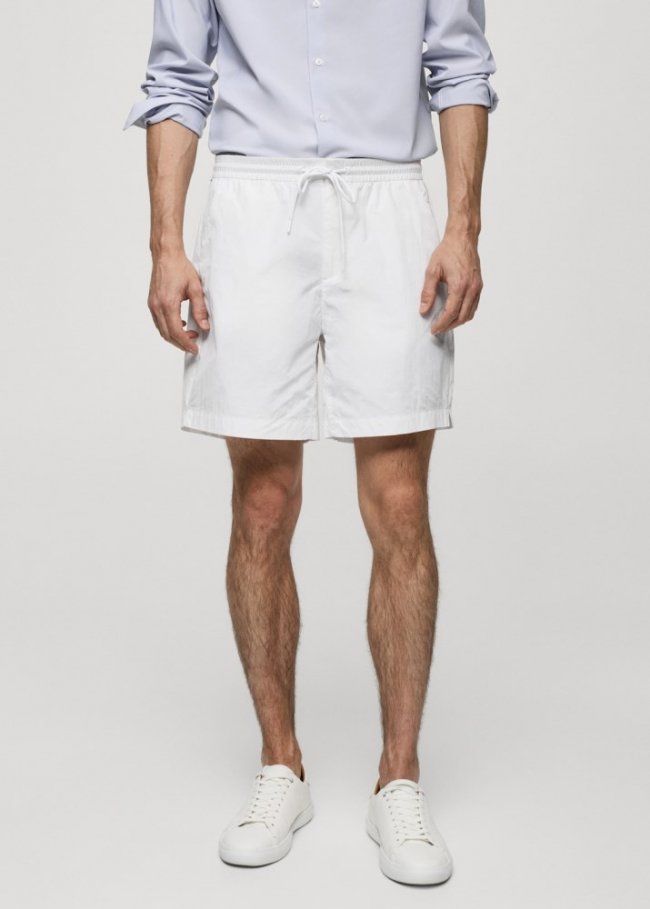 Mango Bermudas water repellent cordón - Blanco roto