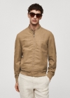 Mango Chaqueta bomber lyocell lino - Marrón tabaco