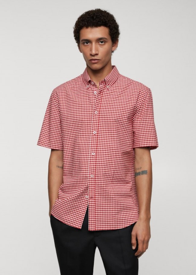 Mango Camisa 100% algodón estampada - Rojo