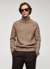 Mango Jersey trenzado cuello vuelto - Gris visón