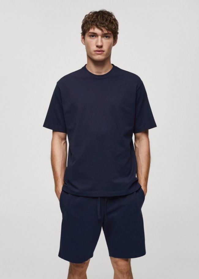 Mango Pack pijama algodón corto - Azul marino oscuro