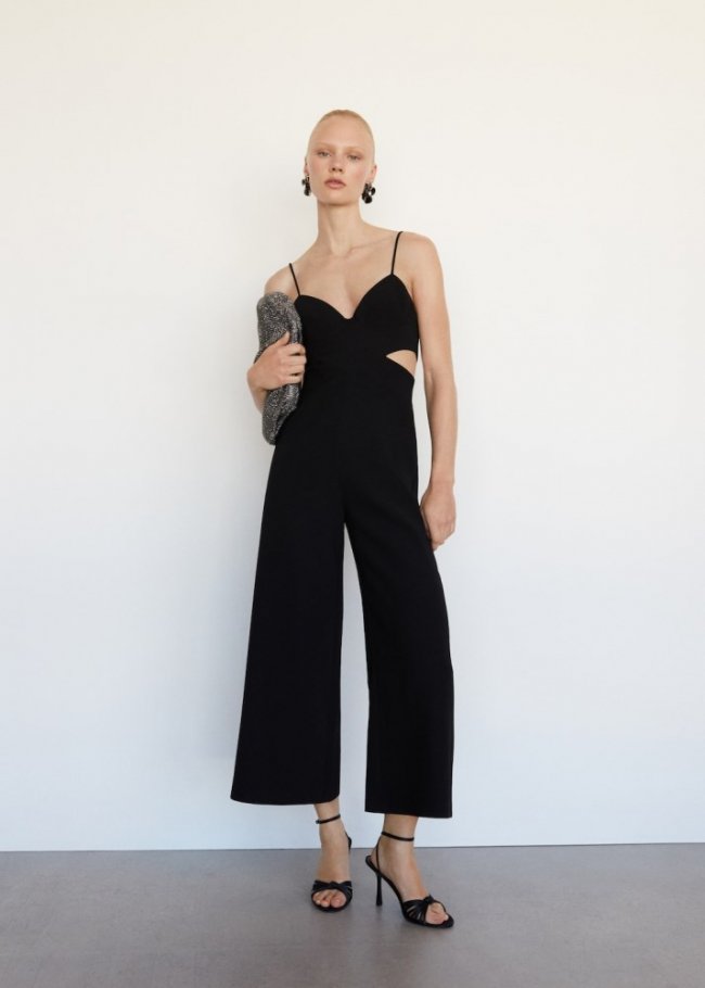 Mango Sandalia tiras tacón - Negro