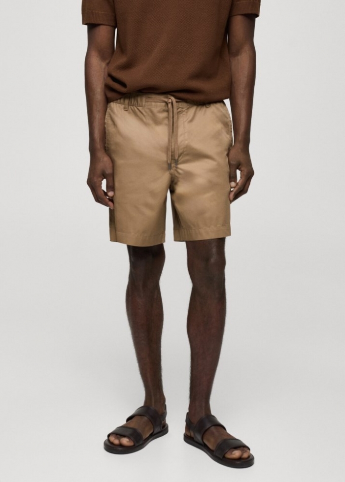 Mango Bermudas 100% algodón cordón - Beige