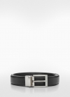 Mango Cinturón piel abatanada - Negro