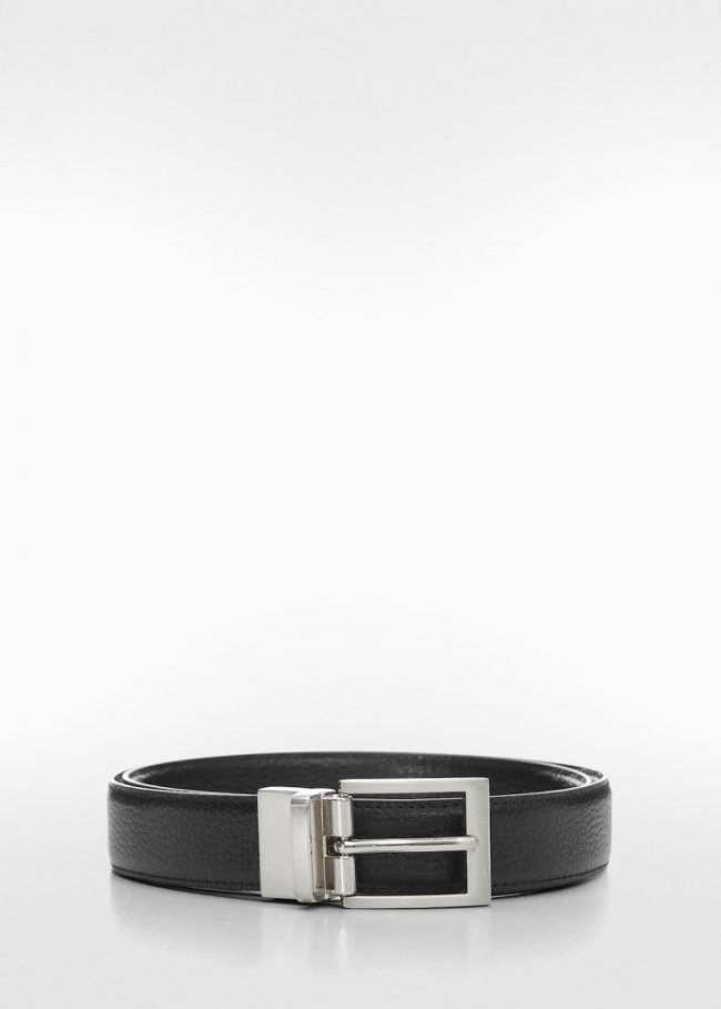 Mango Cinturón piel abatanada - Negro