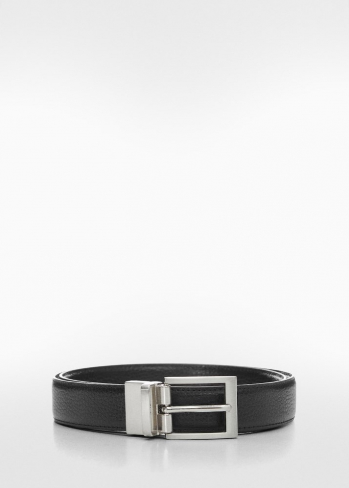 Mango Cinturón piel abatanada - Negro