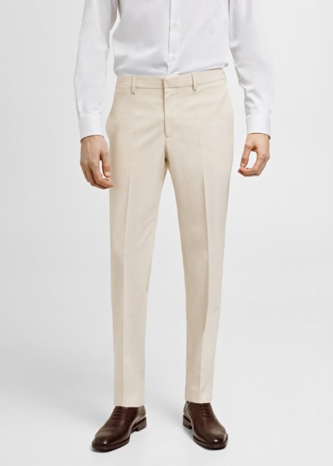 Mango Pantalón traje París super slim fit - Crudo