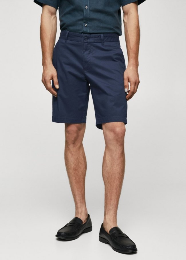 Mango Bermudas slim fit chino algodón - Azul marino