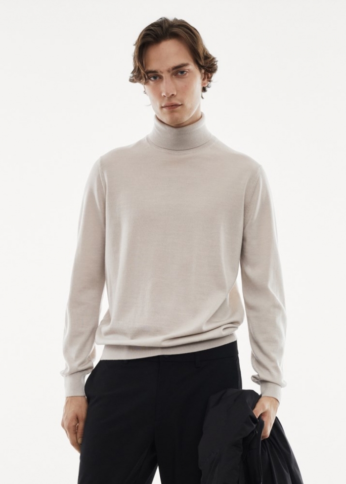 Mango Jersey 100% lana merino cuello alto - Gris claro/pastel