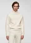 Mango Jersey trenzado cuello vuelto - Blanco roto