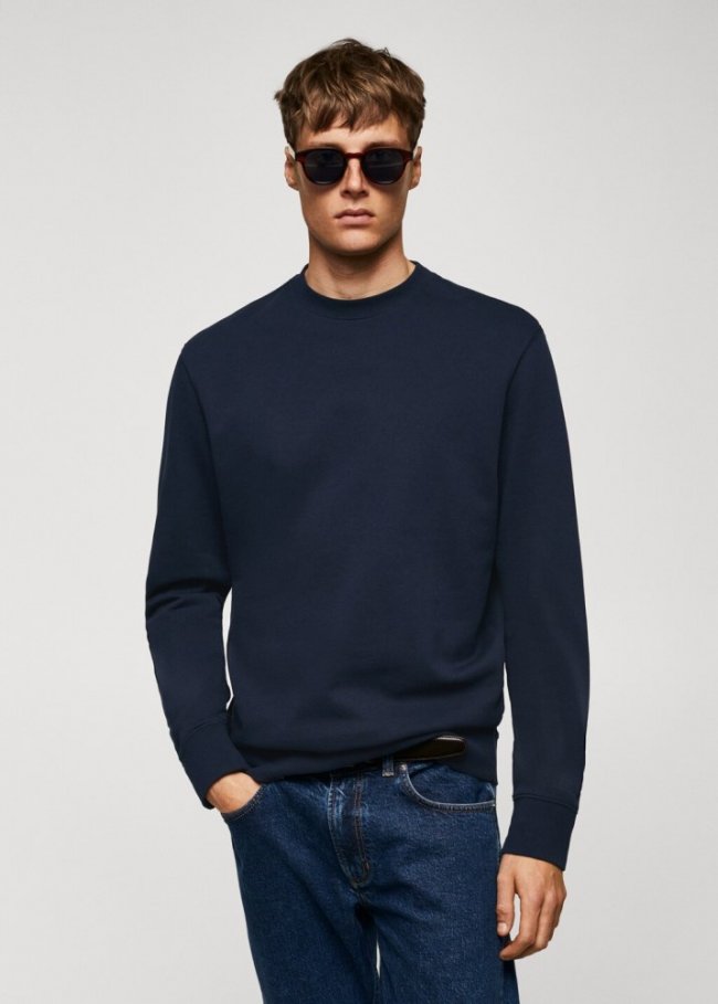 Mango Sudadera básica 100% algodón - Azul marino