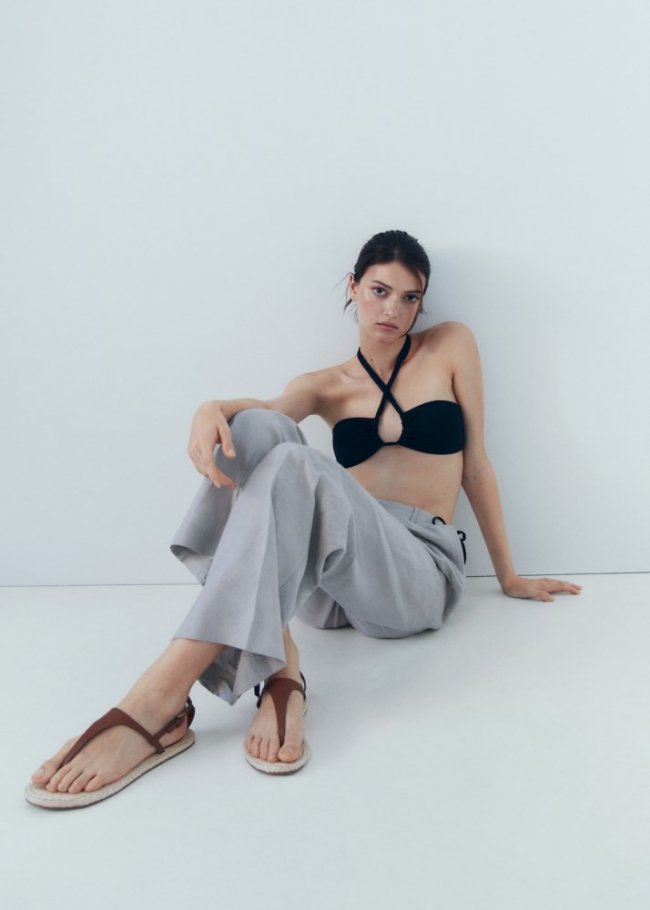 Mango Sandalias piel tiras - Cuero