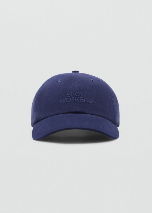Mango Gorra mensaje bordado - Azul marino oscuro