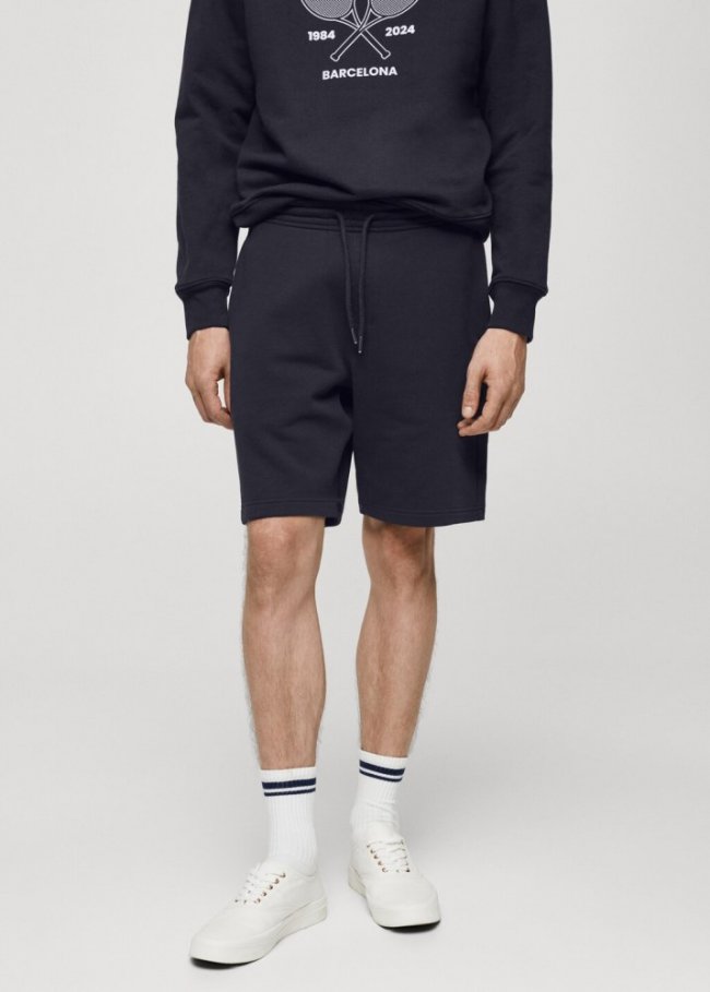 Mango Bermudas 100% algodón cordón - Azul marino oscuro