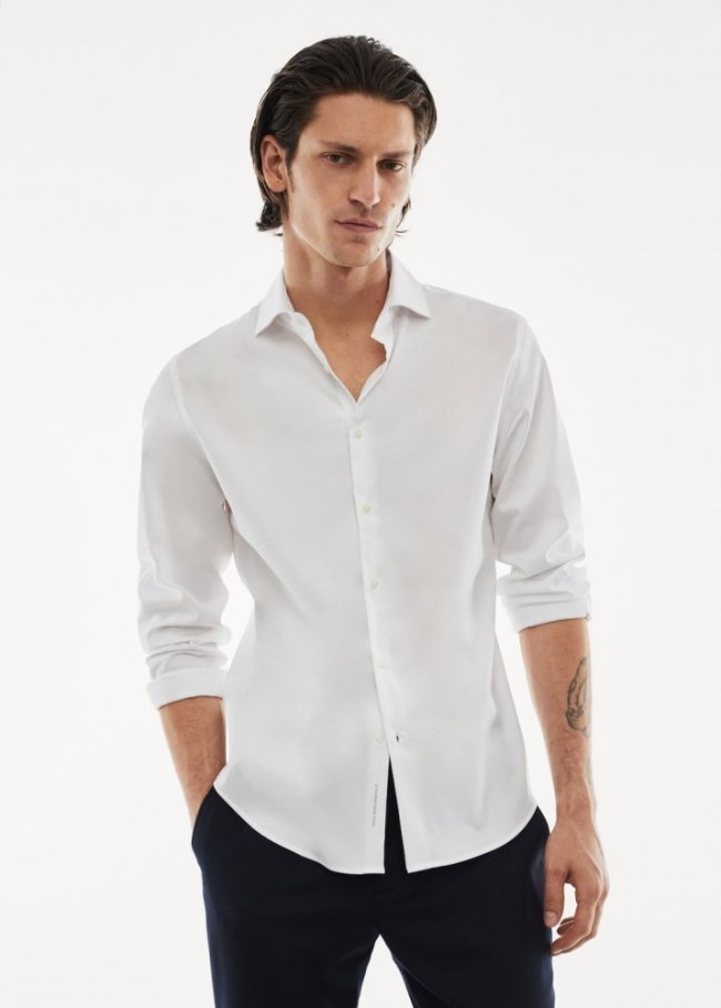 Mango Camisa traje microestructura stretch - Blanco