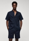 Mango Camisa 100% algodón cuello mao - Azul marino