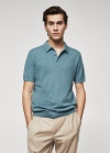 Mango Polo punto algodón - Verde agua