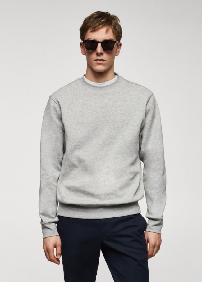 Mango Sudadera ligera algodón - Gris medio vigoré