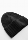 Mango Gorro punto mezcla lana - Negro