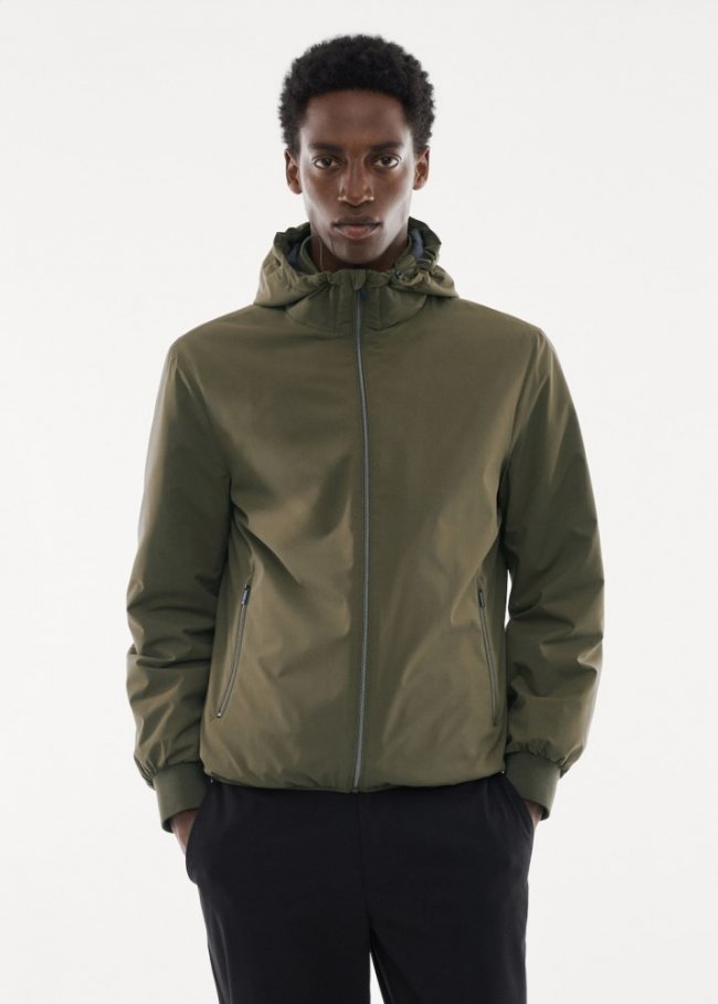 Mango Chaqueta acolchada capucha water-repellent - Khaki